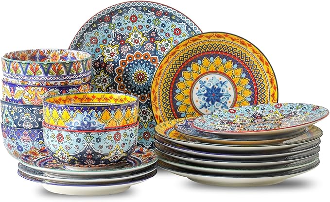 Glowworm 18‑Piece Ceramic Dinnerware Set